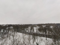 Foto: Ausblick auf Halles schneebedeckte Dächer vom Volkspark (Bild öffnet vergrößert)